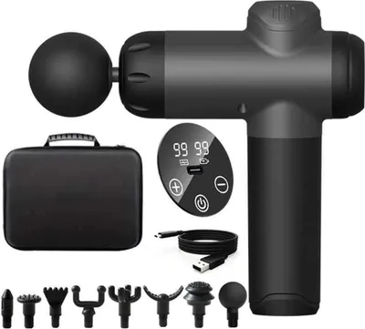 Produktbild von Neue Faszienpistole Muskelentspannungsmassagegerät Sport-Nackenmaskenpistole Elektrische Schlag-Heimfitnessgeräte Fasziengerät - 8 Köpfe 99 Stufen LCD-Aufbewahrungsverpackung
