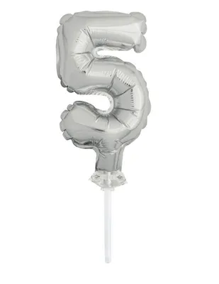Produktbild von Kuchendeko Folienballon silber Zahl 5