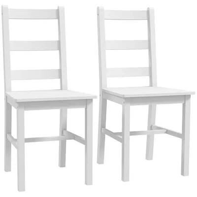 Image de Ensemble de 2 chaises de salle à manger blanches en bois. Couleur : blanc. Dimensions : 46 x 41,5 x 90 cm