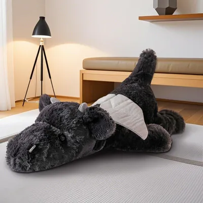 Immagine prodotto di Peluche a forma di drago, 60 cm, 1,8 kg, nero, per bambini