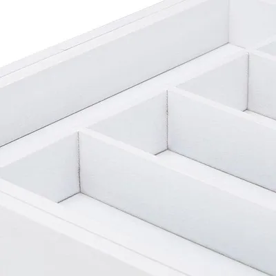 Produktbild von Bestecklade ausziehbar mit variabler Breite - Organizer aus Bambus - 5-7 Fächer - Weiß