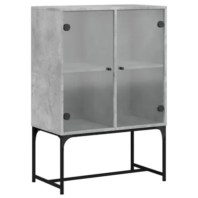 Produktbild von Beistellschrank mit Glastüren Betongrau 69x37x100 cm