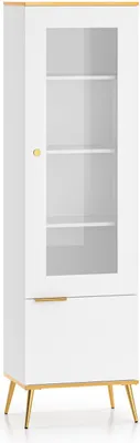 Image de FURNLUX Vitrine Viterbo Blanc Et Or 55cm / Couleur principale : Blanc / Dimensions : 55 x 195 x 40 cm