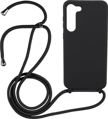 Produktbild von Handyhülle Schwarz mit Handykette Band für Samsung S23 Silikon Schutzhülle Case zum Umhängen Crossbody