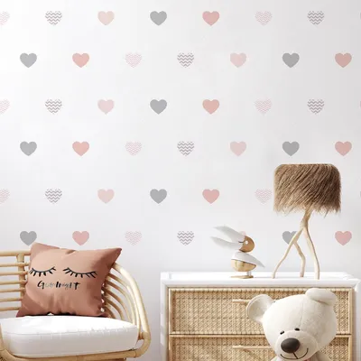 Produktbild von Bunte Herz-Wandtattoos für Mädchenzimmer, Kinderzimmerdekoration