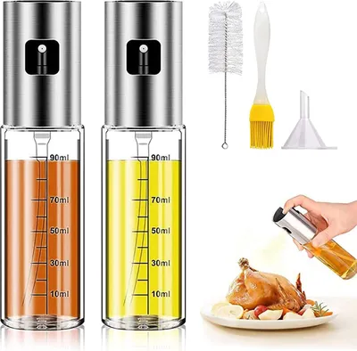 Produktbild von 2 Stück Ölsprüher Öl Sprühflasche Ölspray zum Speiseöl Kochen Heißluftfritteuse, Glas, 100ml