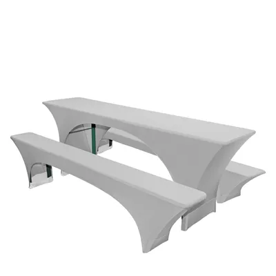 Produktbild von Texmaxx Hussen Bierzeltgarnitur Stretchhussen - 50 cm x 220 cm in grau - 3 teilig - 1 Biertischhusse 50x220 cm + 2 Bierbankhussen