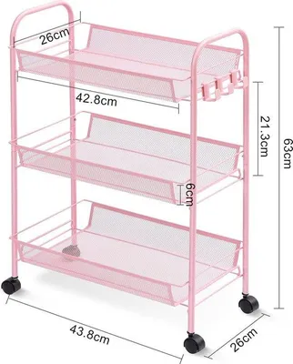 Produktbild von Rollen-Lagerwagen mit Rädern für Küche, Büro, Badezimmer - Lagerwagen mit Rollen - Rädern