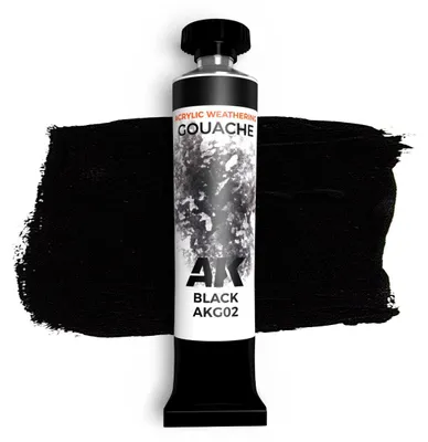 Produktbild von AK Interactive Gouache Paints BLACK - AK GOUACHE 20 ml.