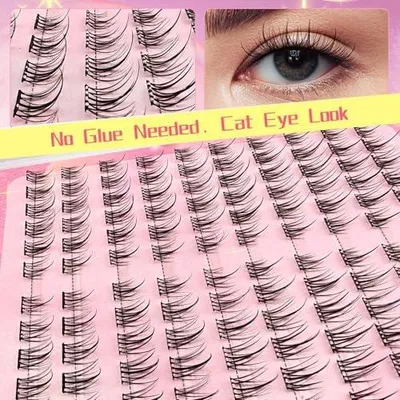 Produktbild von 120 selbstklebende Wimperncluster mit vorgeklebten Wimpernbüscheln, flauschigem C-Curl und Einzelwimpern, ohne Kleber und Entferner