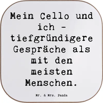 Produktbild von Mr. & Mrs. Panda Untersetzer für Gläser Spruch Violoncello Gespräche - Weiß - Geschenk, bieruntersetzer, Musiker, Tassen, Instrument, Cellist, Musik, Instrumente, Coaster