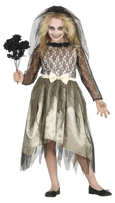 Gespenster-Brautkostüm für Mädchen, Kleid & Schleier, 10-12 J.