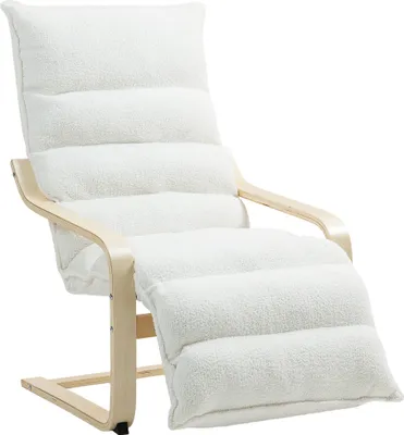 Produktbild von HOMCOM Relaxsessel, Loungesessel gepolstert Sessel mit verstellbarem Fußteil, Sherpa-Fleece für Wohnzimmer Schwingstuhl mit Armlehne, Lesesessel Weiß
