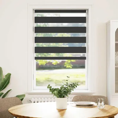 Obrázek produktu pro vidaXL Dvojitá roletka, černá, 80 x 100 cm, šířka látky 75,9 cm, polyester
