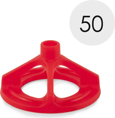 Produktbild von MidGard Mehrweg Nivelliersystem Fliesen-Verlegehilfe Nivellierset für Wand- und Bodenfliesen für Fugenbreiten 1 - 3 mm, 50 Stk. Zughauben Rot