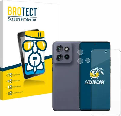 A product shot of a screen protector packaging and a smartphone.