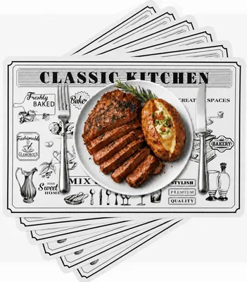 Produktbild von 6 Platzdeckchen Set Tischset Tischmatte Platzmatte Platzsets Abwaschbar Weiß