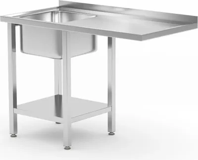 Image de HENDI Table avec évier, tablette et emplacement pour lave-vaisselle, gauche, 1200x700x(H)850mm