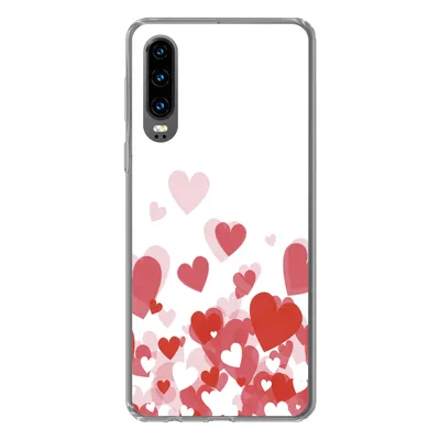 Produktbild von MuchoWow® Handyhülle Schutzhülle Hülle für Huawei P30 Eine Illustration eines Regens der Herzen Silikon Softcase Handy Hülle - Kartenbesitzer