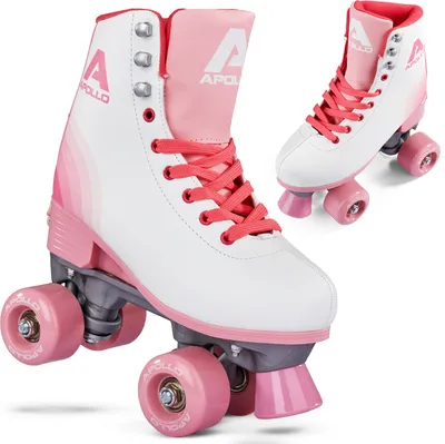 Produktbild von Apollo Disco Roller, Classic Roller | Rollschuhe für Kinder und Erwachsene | größenverstellbare Quad-Skates, 3 Größen, verstellbar von 31 bis 42 - Blossom Größe M (35-38)