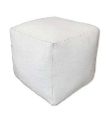 Immagine prodotto di Pouf&Pillows Pouf quadrato - Fatto a mano - Bianco - In lana e cotone - Pouf in tessuto - 40x40x35 cm
