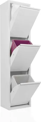 Produktbild von Betten-ABC Refina platzsparender Mehrzweckschrank aus pflegeleichtem Metall, Farbe: Weiß, Liter: 3 x 15 L
