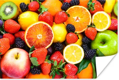 Produktbild von MuchoWow® Poster Erdbeere - Zitrone - Obst 180x120 cm - Fotoplakat