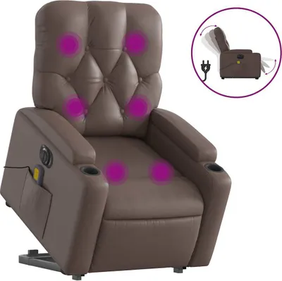 Obrázok produktu pre vidaXL Masážne kreslo so stojacou pomôckou elektrické hnedá Imitácia kože