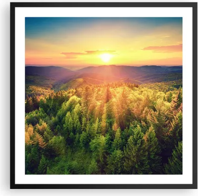 Produktbild von Gerahmtes Poster - Schwarzer Rahmen - Berge Natur - 60x60 cm - Wand Bild - Wanddeko - Wandbilder - Kunstposter - Wandposter - Bilderrahmen - Bilder - Kunstdruck - Wandbild - P2BAC60x60-3697