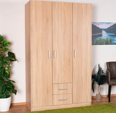 Produktbild von Schlafzimmer - Kleiderschrank, Farbe: Eiche Sonoma - 201 x 120 x 53 cm (H x B x T)
