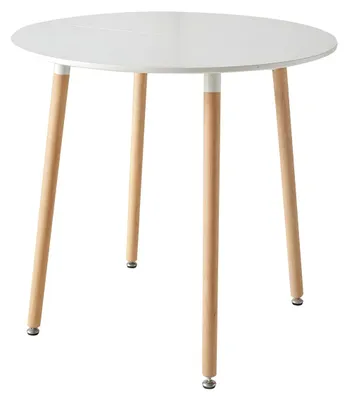 Zdjęcie produktu dla Stół jadalny - prostokątny stół kuchenny - rama drewniana z nogami z litego drewna - blat z PVC - dla maksymalnie 6 osób - mały (≤120 cm) - biały