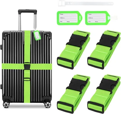 Imagen del producto de Correas ajustables para maletas, de 1 a 5 unidades, color verde, para viajes