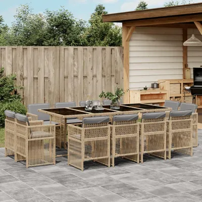 Productafbeelding van 13-delige tuinset met kussens, inclusief polyrotan