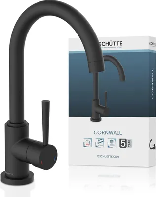 Produktbild von SCHÜTTE Küchenarmatur CORNWALL, Wasserhahn Küche mit Energiesparfunktion, Einhebelmischer 360° schwenkbarer Auslauf, Schwarz matt