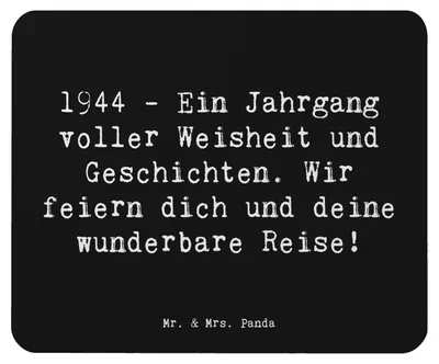 Produktbild von Mr. & Mrs. Panda Mauspad Spruch 1944 Geburtstag - Schwarz - Geschenk, Freude, feiern, einzigartige Momente, Happy Birthday, Erinnerungen, Geburtsjahr, computer, Mouse Pad
