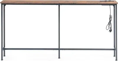 Obrázok produktu pre Malá priestorovo úsporná skriňa – s integrovanými zásuvkami – drevo – hnedá – 160 x 20 cm