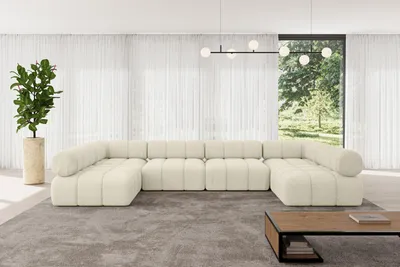 Produktbild von ALTDECOR Modulares Sofa Ecksofa in U-Form - Garvo-U2 - 380x190x70 cm Beige Corner modular Sofa Eckcouch Couch Wohnlandschaft Cauchsofa Polstersofa