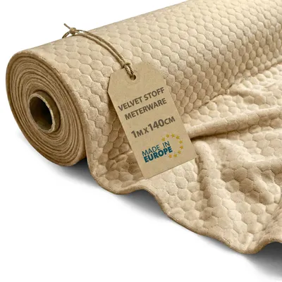 Imagen del producto de Metro de tela de terciopelo, 1 metro x 140 cm. Telas para coser, incluyendo terciopelo, forro, tela decorativa, ideal para patchwork, lona y otros proyectos de costura. Color: beige