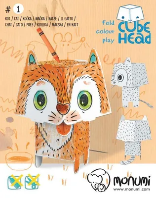 Produktbild von Würfelkopf. Katze. Zusammenbau und Farbe