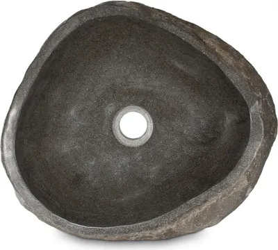 Produktbild von Top Serie Flussstein Handwaschbecken Naturstein Waschschale Stein Findling Natur Grau ca. 30-35 cm