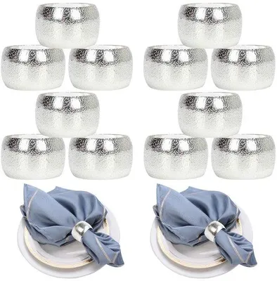 Productafbeelding van Ibenzoa® Servetringen, zilverkleurig, van metaallegering, set van 12 – Ø 4 cm x 3 cm, elegante tafeldecoratie voor bruiloften, feesten en restaurants