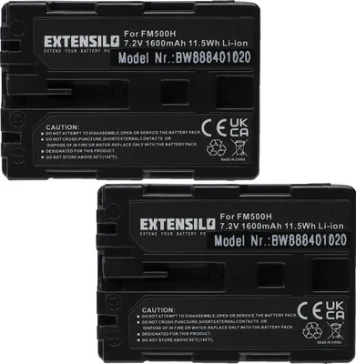 Produktbild von EXTENSILO 2x Akku kompatibel mit Sony VG-C99AM, VG-C77AM Kamera (1600 mAh, 7,2 V, Li-Ion)