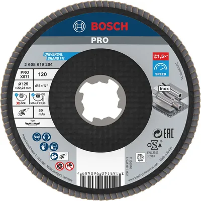 Obrázok produktu pre Bosch X-LOCK X571 BEST FOR METAL, Brúsny kotúč, Oceľ, Bosch, 2,22 cm, 12,5 cm, Čierna, Biela