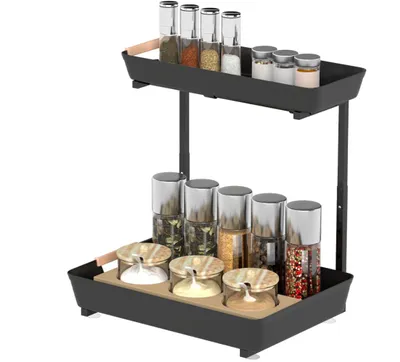 Produktbild von Küchenregal, Höhenverstellbar Standregal mit 2 Körbe, Kaffeebar 40 x 30 x 33,5-42 cm