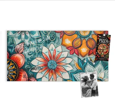 Produktbild von Magnettafel 100x50cm Pinnwand Whiteboard beschreibbar - Blumenmuster Mandala