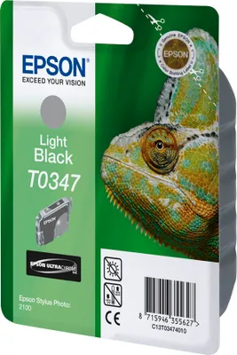 Zdjęcie produktu dla Epson Chameleon Wkład atramentowy Light Black T0347 Ultra Chrome, Jasna czerń, Tusz na bazie pigmentu, 1 szt.