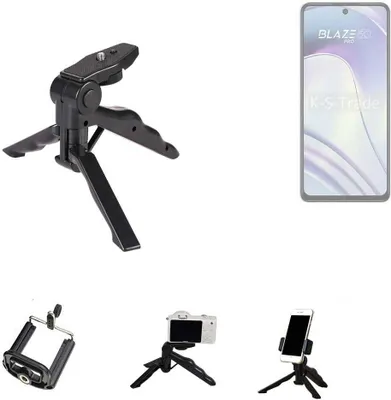 Produktbild von K-S-Trade Stativ Tisch-Ständer Dreibein Handy-Stativ Ständer kompatibel mit Lava Blaze Pro 5G Mini-Stativ Smartphone Tripod Handy-Stativ aus Plastik
