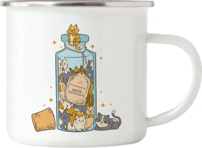 Produktbild von Anti-Depressants Emaille Tasse Katzenfan Katzenmama Katzenbesitzer