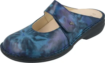 Produktbild von FINN COMFORT Stanford Damen Clog blau blue gemustert Glattleder : 38 Schuhgröße: 38