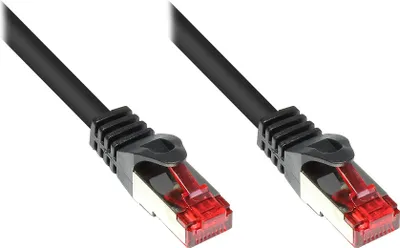 Produktbild von RNS® Patchkabel mit Rastnasenschutz, Cat. 6, S/FTP, PiMF, PVC, 250MHz, schwarz, 50m, Good Connections®